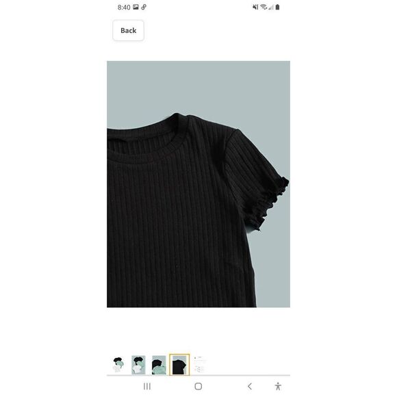 New Girls 10 Years Romwe 3pc Rib Knit Short Sleeve Lettuce Trim Crop Top Shirts - Picture 4 of 8